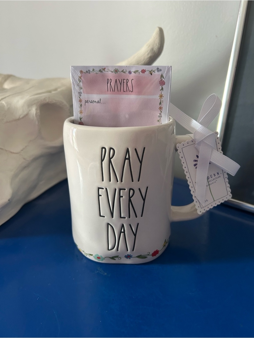 Rae Dunn Flower Border Pray Every Day Mug with Prayers Notepad Prayer Journal